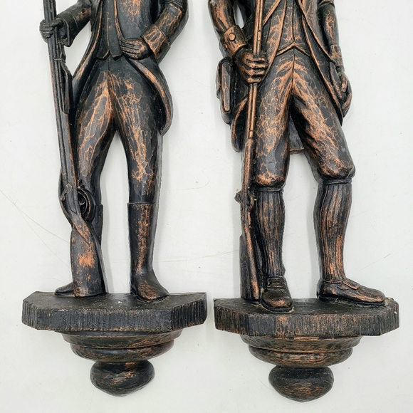 1971 Dart Revolutionary War Soldiers Wall Plaque Set 19x5.5 In Bronze Resin USA - Picture 5 of 11